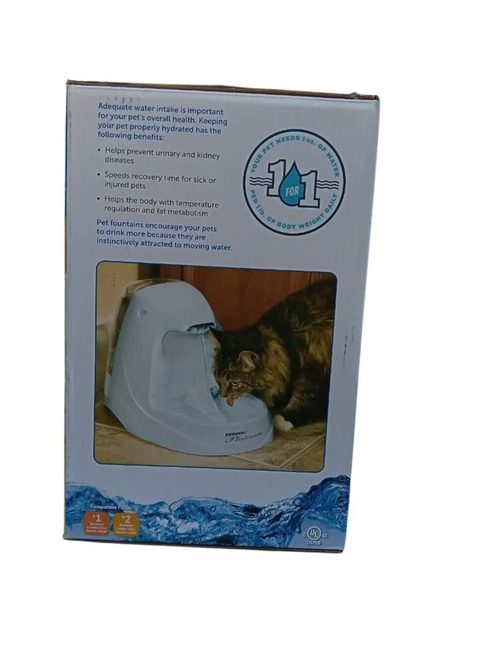 PetSafe Drinkwell Cat Dog Platinum Fountain Indoor Multi-Pet 1.3 Gal PWW00